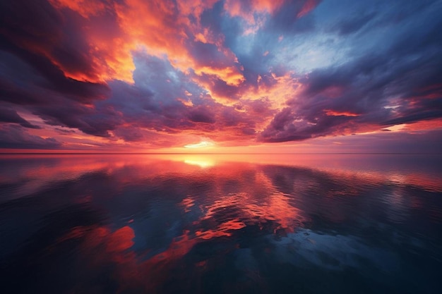 sunset over the ocean with clouds and the sun setting