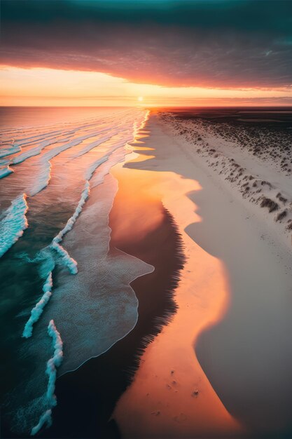 A sunset over the ocean with a colorful sky