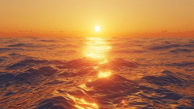 Sunset over the ocean with a golden glow on the waters surface