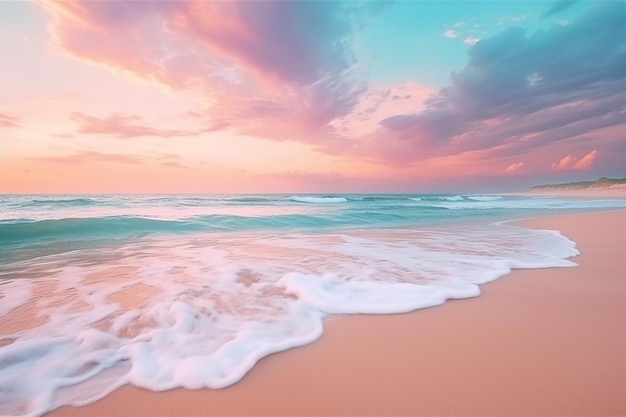 a sunset over the ocean with pink and blue sky and clouds