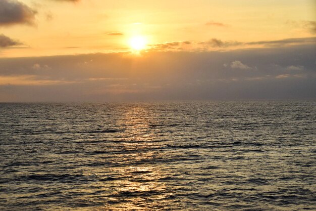 海に沈む夕日と後ろに沈む夕日