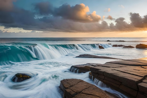 A sunset over the ocean