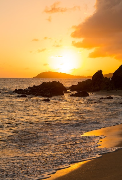 Sunset off coast of St Thomas