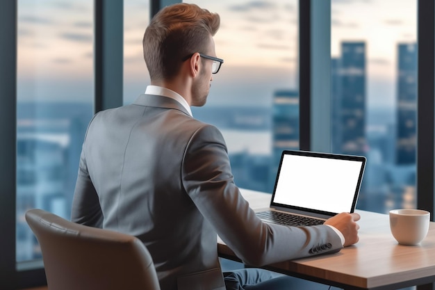 Sunset Office View Man and Technology