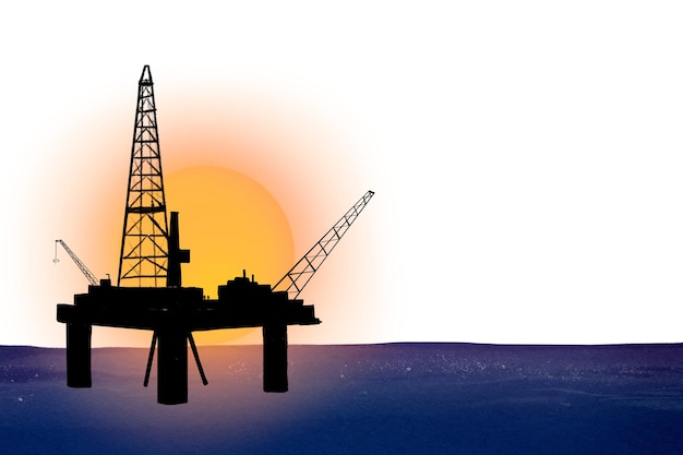 sunset oil rig png border transparent background
