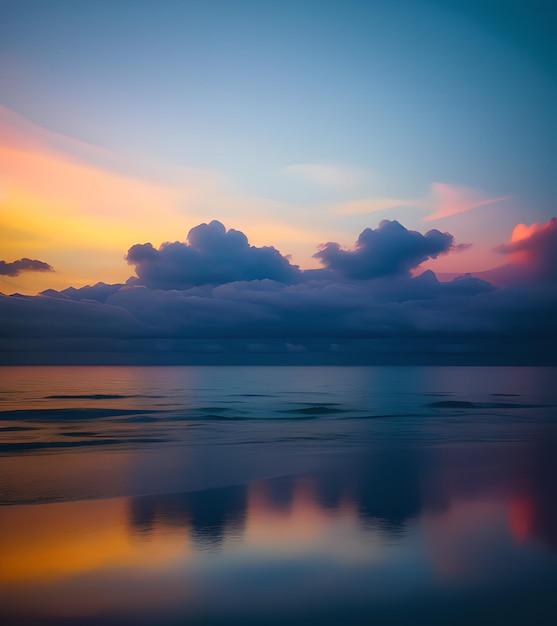写真 美しい色でビーチの夕暮れ