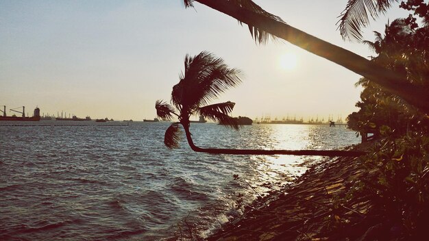 写真 湖の上の夕暮れ