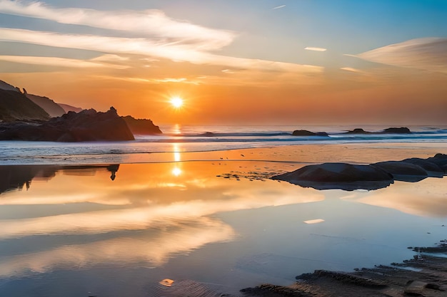 A sunset over the pacific ocean