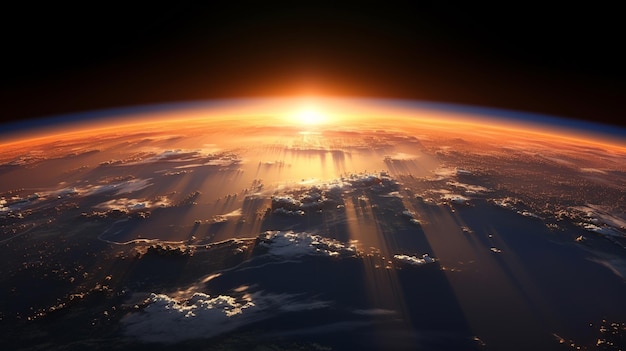 Sunset over the planet Earth