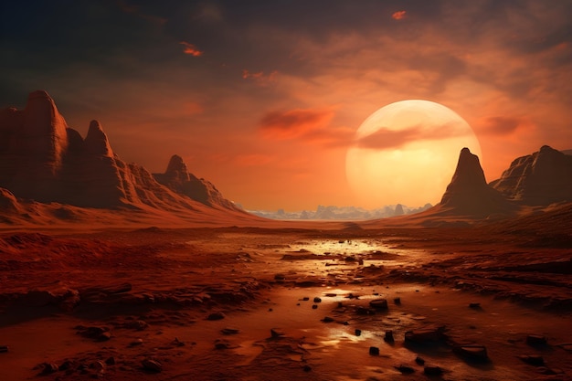 Sunset at planet Mars