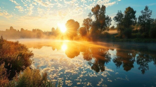 Sunset Reflections on a Serene Lake