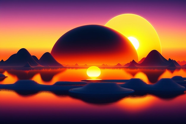 Sunset Reverie Onderdompeling in de tijdloze sereniteit van de schemerige horizon