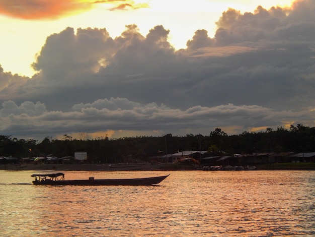 Sunset in river Colombia