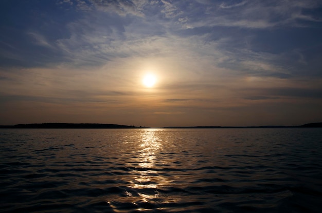 Sunset on the river View from the shore The Volga River