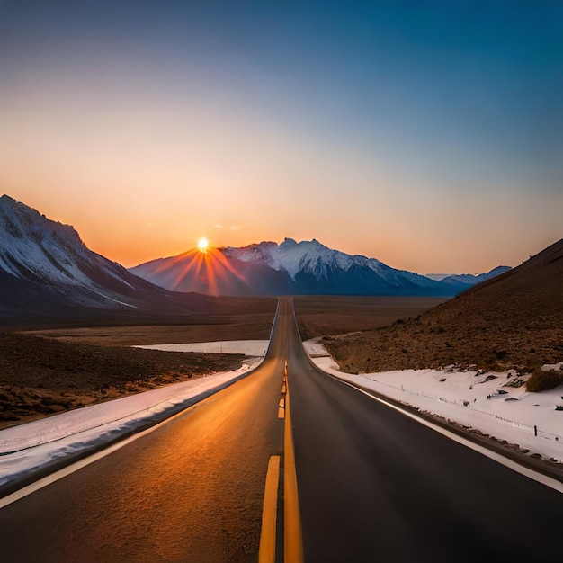 A sunset on the road