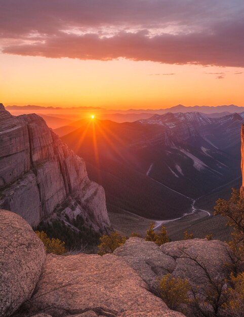 Photo sunset on the rocky mountains