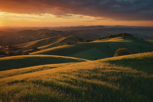 Sunset Over Rolling Hills