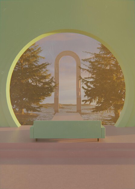 sunset room 3d image rendered