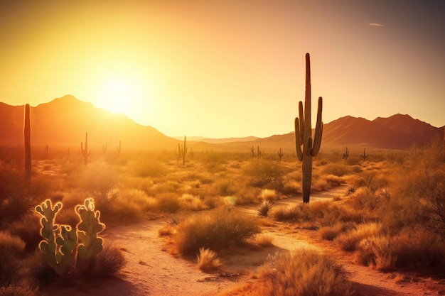 Sunset in Saguaro National Park Arizona USA