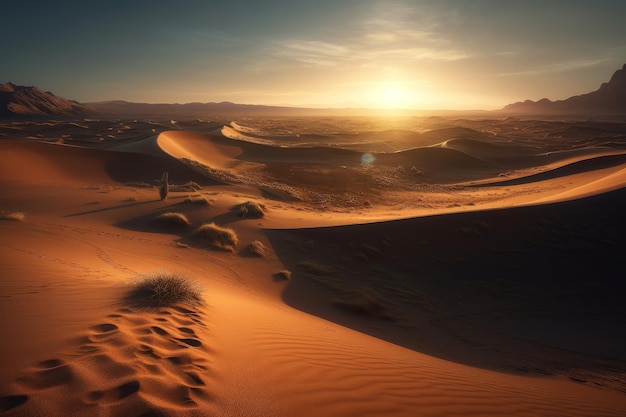 Sunset in the sahara desert