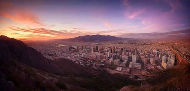 A sunset over salt lake city from the salt lake city skyline.