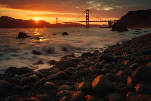 Sunset at San Francisco Golden Gate Generative AI