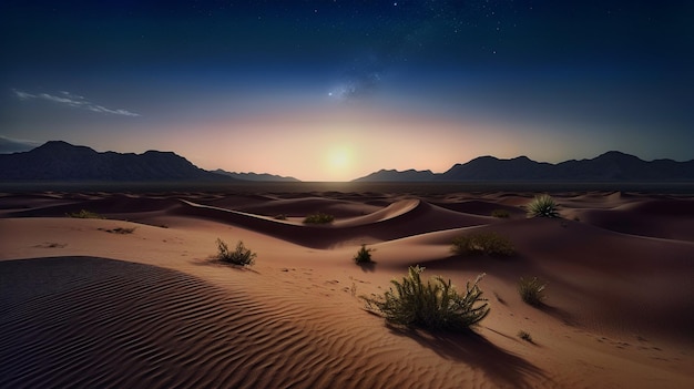 sunset on the sand dunes