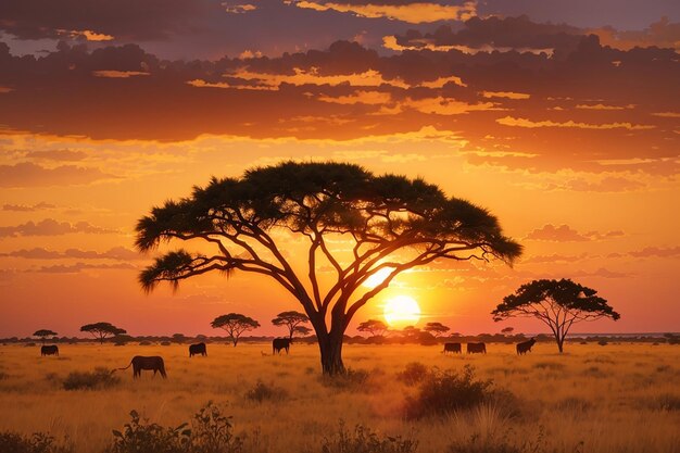 Sunset in the savannah