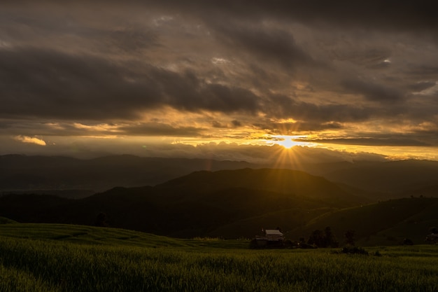 Sunset scape at mountains northern of Thailand.