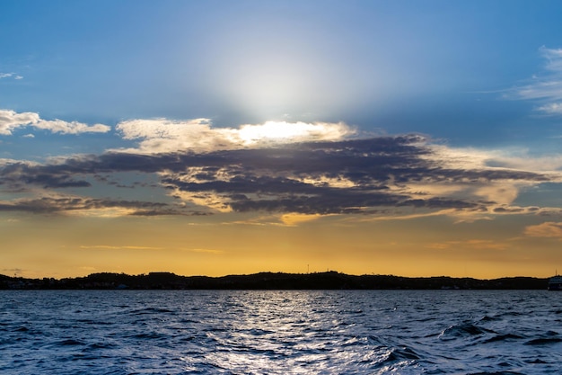 Sunset on the sea of Bahia beautiful brazilian sea