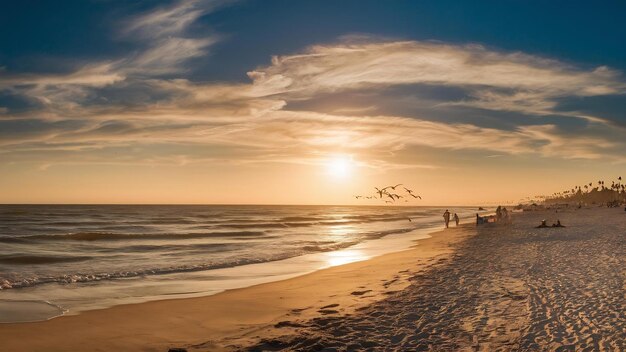 Sunset on the sea beach