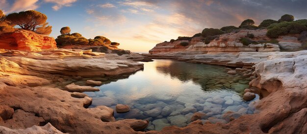 Foto il tramonto sul mare vista panoramica