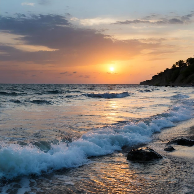 Photo sunset on a sea shore