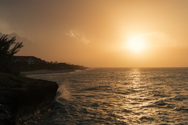 Sunset on the sea shore