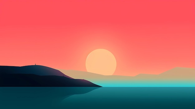 Sunset on the sea, sky, mountains, water, sunset, sky, sunset, hd wallpaper