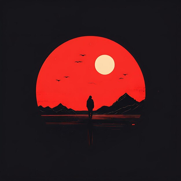 sunset at the sea vector illustration