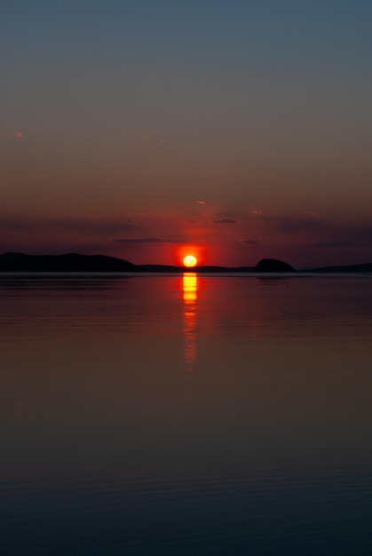 海に沈む夕日冬の海