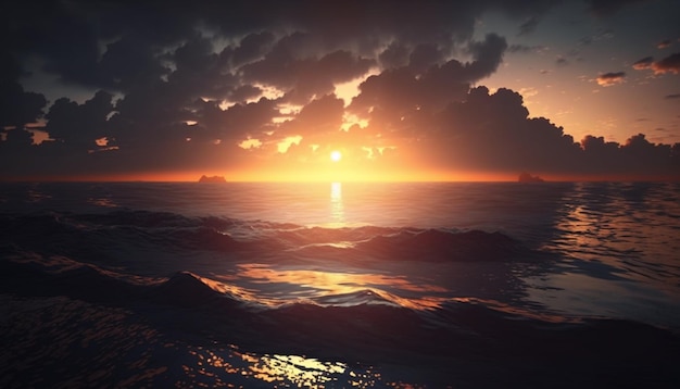 Sunset in sea