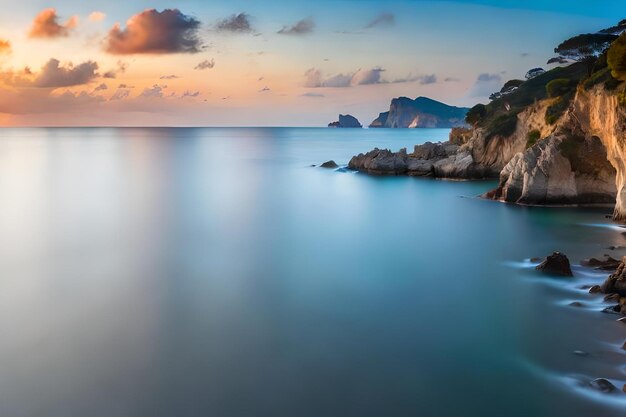 Foto un tramonto sul mare