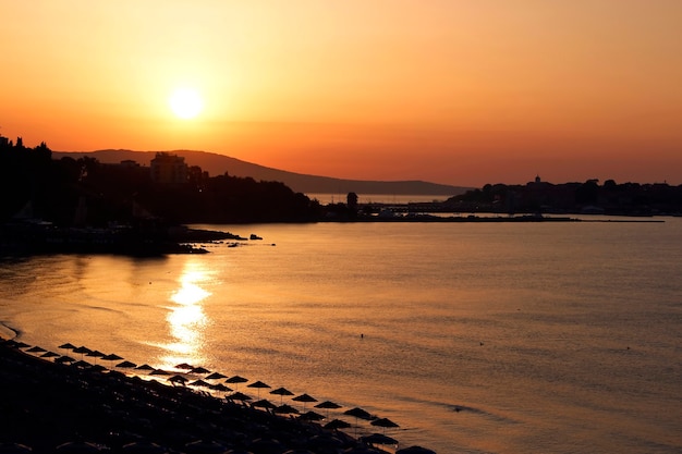 Sunset at the seaside of the Black Sea in Bulgaria