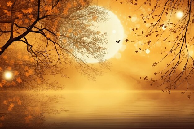 Sunset serenity gold background photo