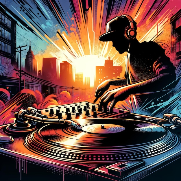 Sunset Sessions DJ Silhouette Merging with City Pulse