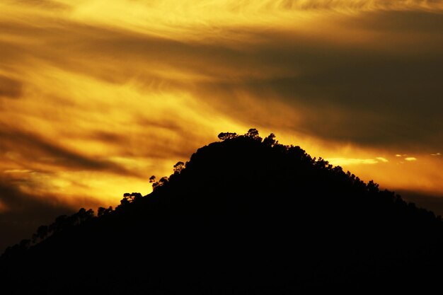 Sunset silhouette mountain