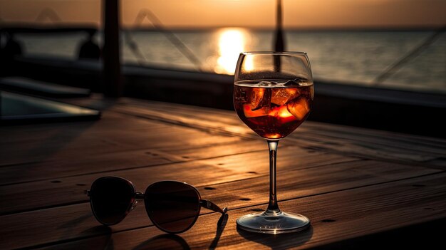 Sunset Sips A captivating shot of a wine