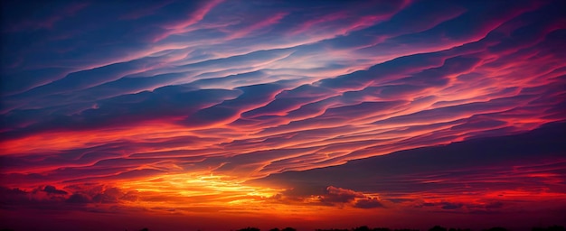 夕焼け空抽象的な自然の背景夕暮れ時に劇的な青とオレンジ色のカラフルな雲