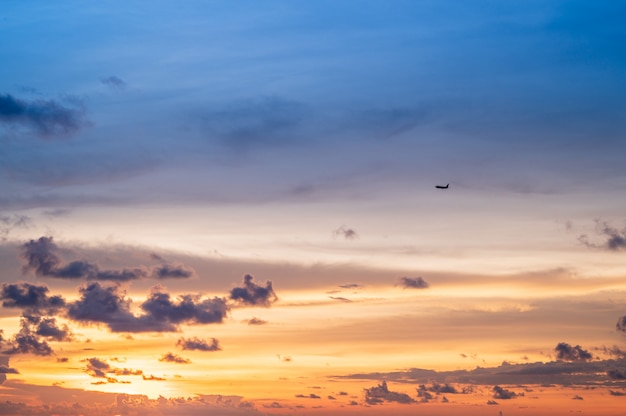 sunset sky on the beach,Sunset Sky with tiny clouds background.