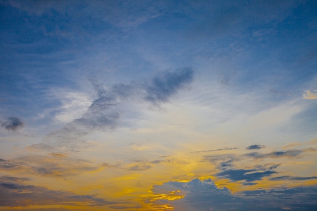 堤防の夕焼けの空