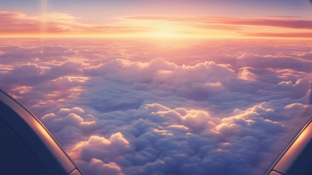 雲の上から見た夕焼け空