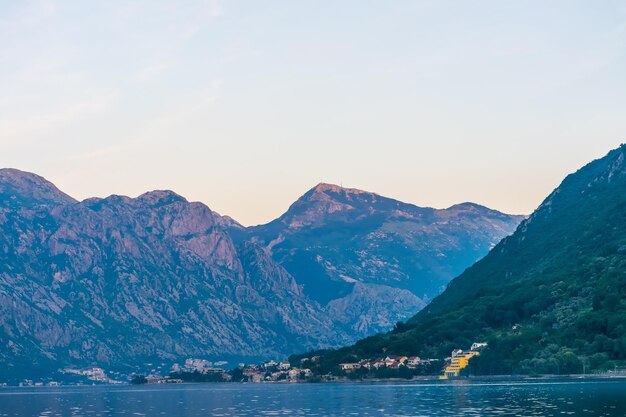 Sunset in the sky of Montenegro over the high mountains