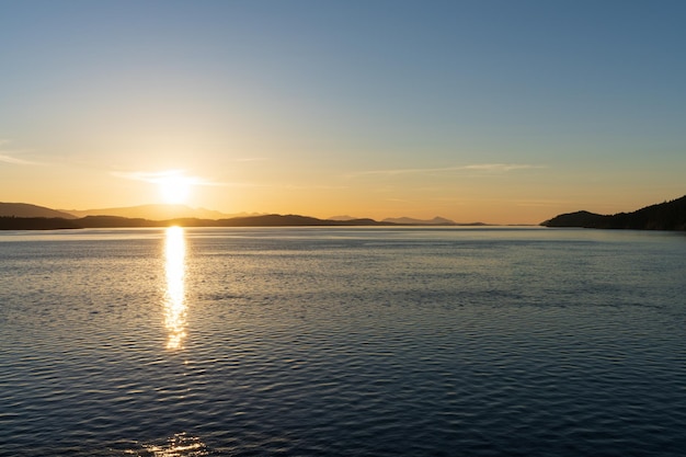 Sunset sky over the pacific ocean Southern Gulf Islands Strait of Georgia